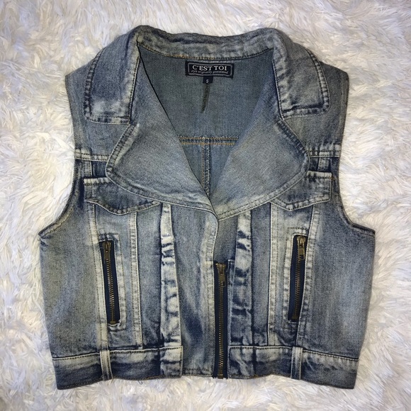 C’est Toi Jackets & Coats No Sleeve Denim Jacket Poshmark